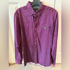 Men's Ted Baker Purple Button-Up Shirt - Slightly Used